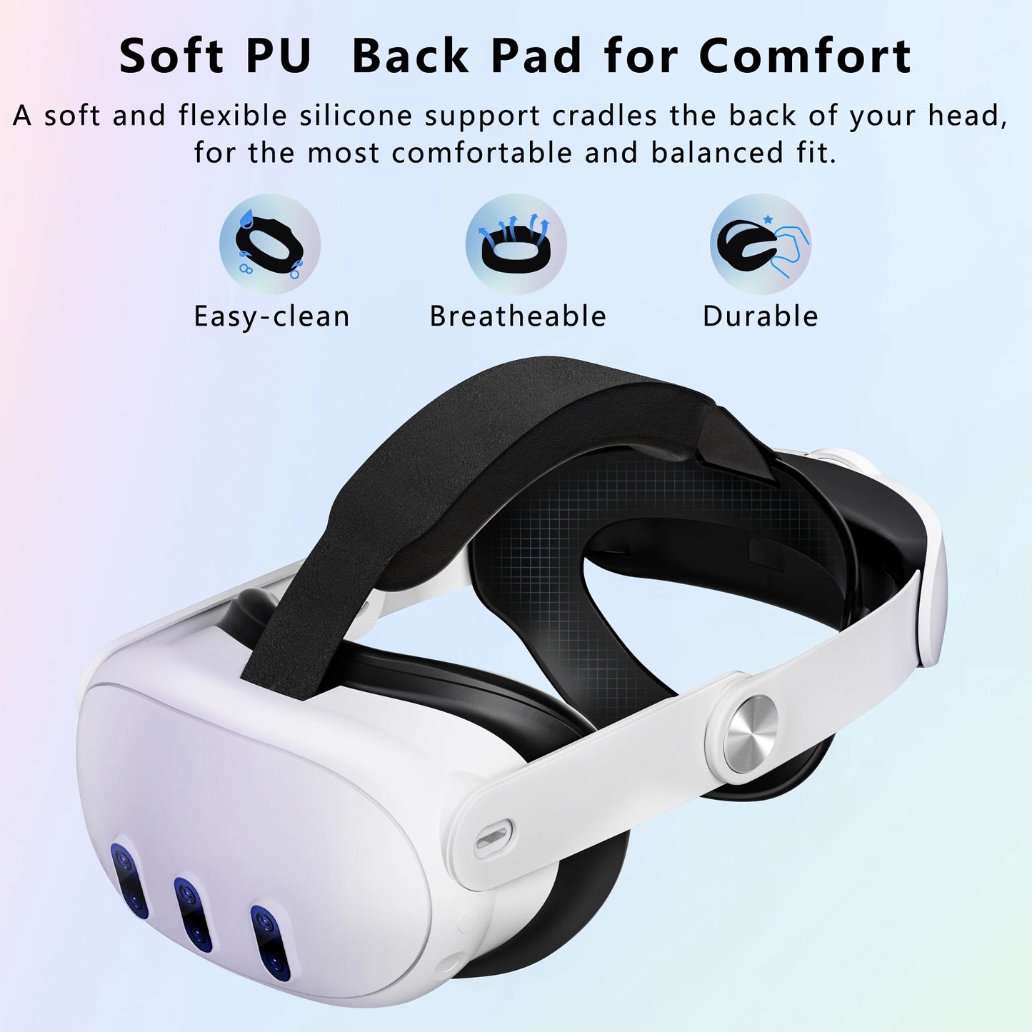 Adjustable Head Strap for Meta Quest 3 Upgrades Pu Elite Headband Alternative Head Strap for Oculus Quest 3 Vr Accessories - Chic Cart