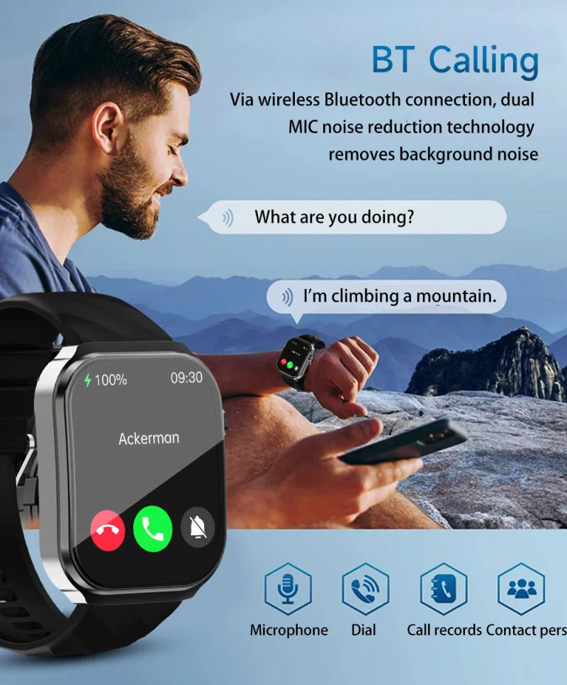 Curved Screen Smart Watch Bluetooth Voice Call Sports Waterproof Fitness Bracelet Wristwatch Clock Smartwatch Heartrate Watch - Chic Cart