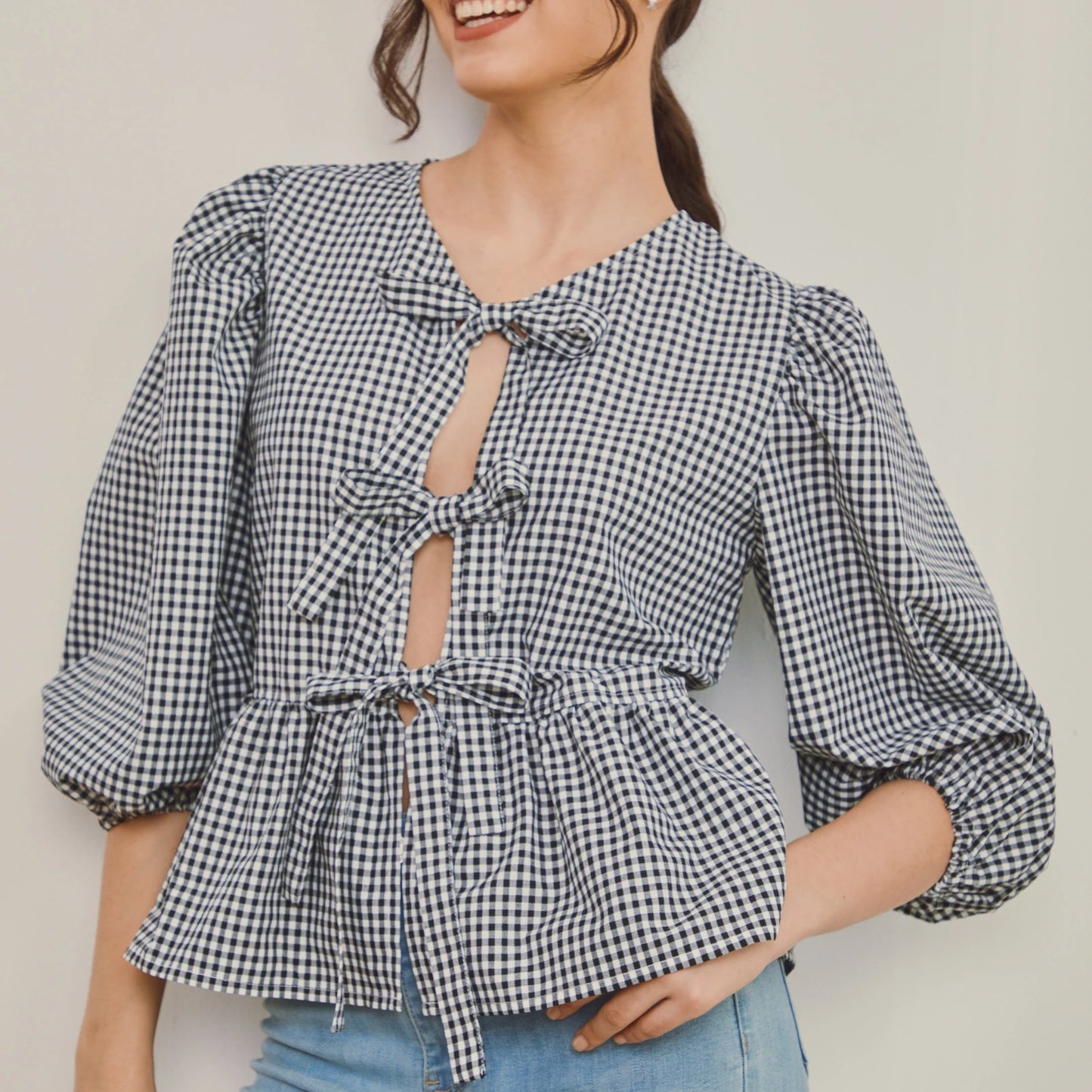 Women Y2K Peplum Tops Puff Short Sleeve Tie Up Blouse Shirt Summer Going Out Cute Babydoll Top Ruffle Hem Y2k Tops - Chic Cart