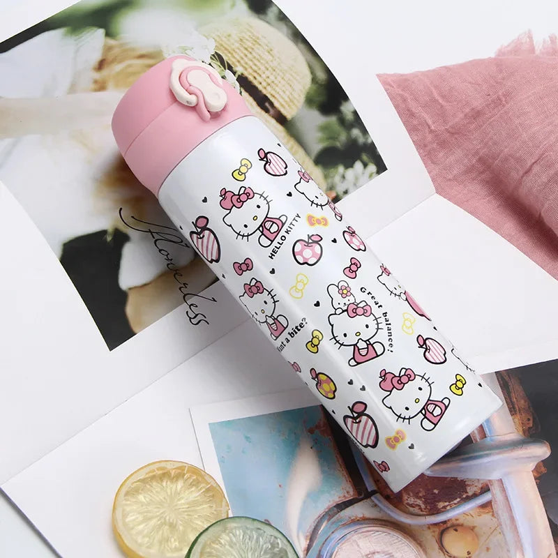 Hello Kitty Insulated Water Bottle For Kids,Kawaii Hot Water Bottle Pink Cartoon Stainless Steel Hot Water Bottle, Gift 350/500m - Chic Cart