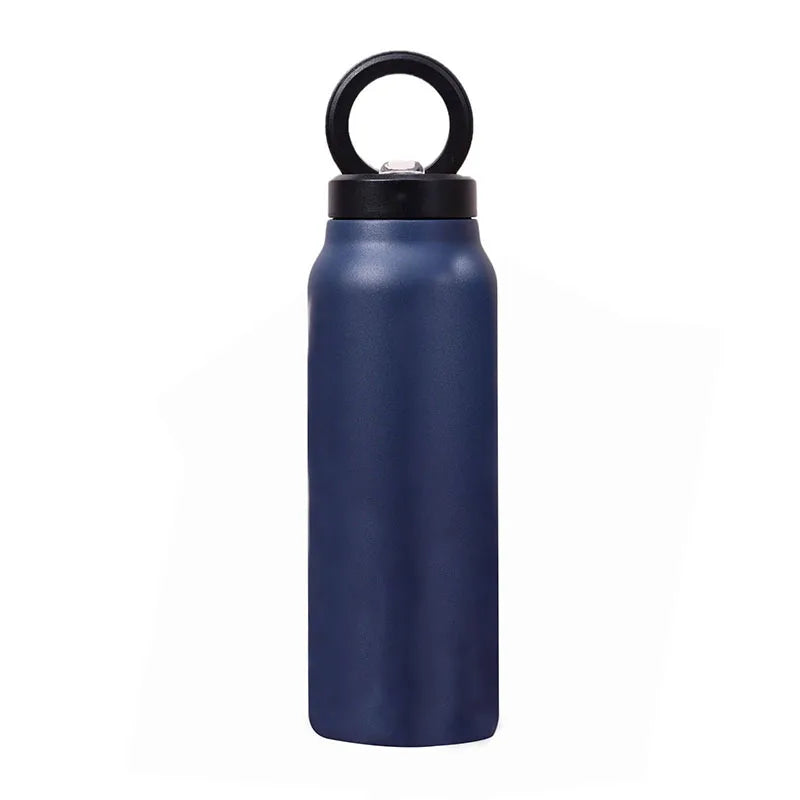 An insulated water bottle with magnetic cell phone holder, thickened portable outdoor sports/travel hydration heat preservation - Chic Cart