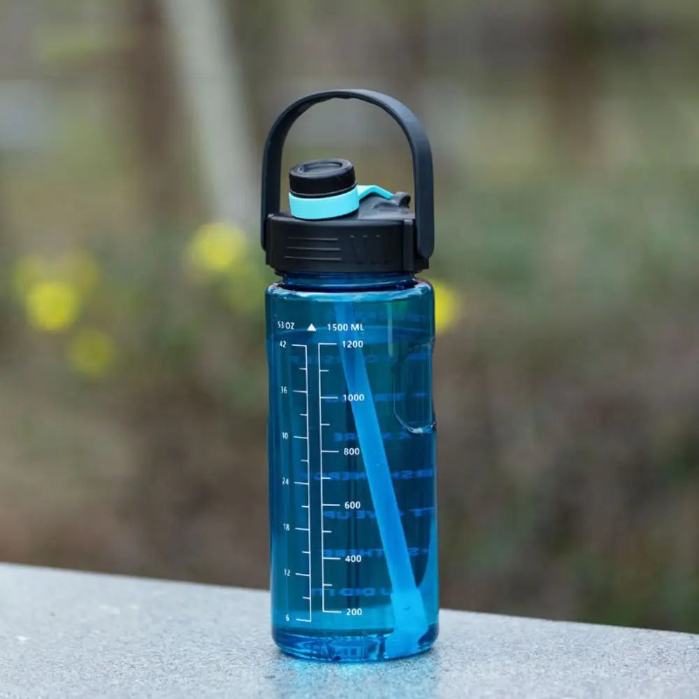 1.5L/2L/3L Sports Water Bottle Portable Leakproof Large Capacity Water Jugs Lightweight with Time Marker Clear Drink Bottle - Chic Cart