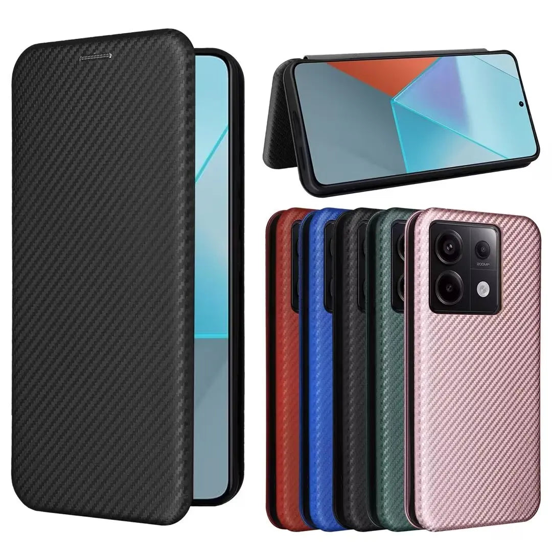 POCO X6 PRO 5G X5 F5 F6 Luxury Leather Case Flip Carbon Fiber SKIN Magnet Book Cover For Xiaomi POCO M6 X5 X6 F5 F6 PRO 5G Bags