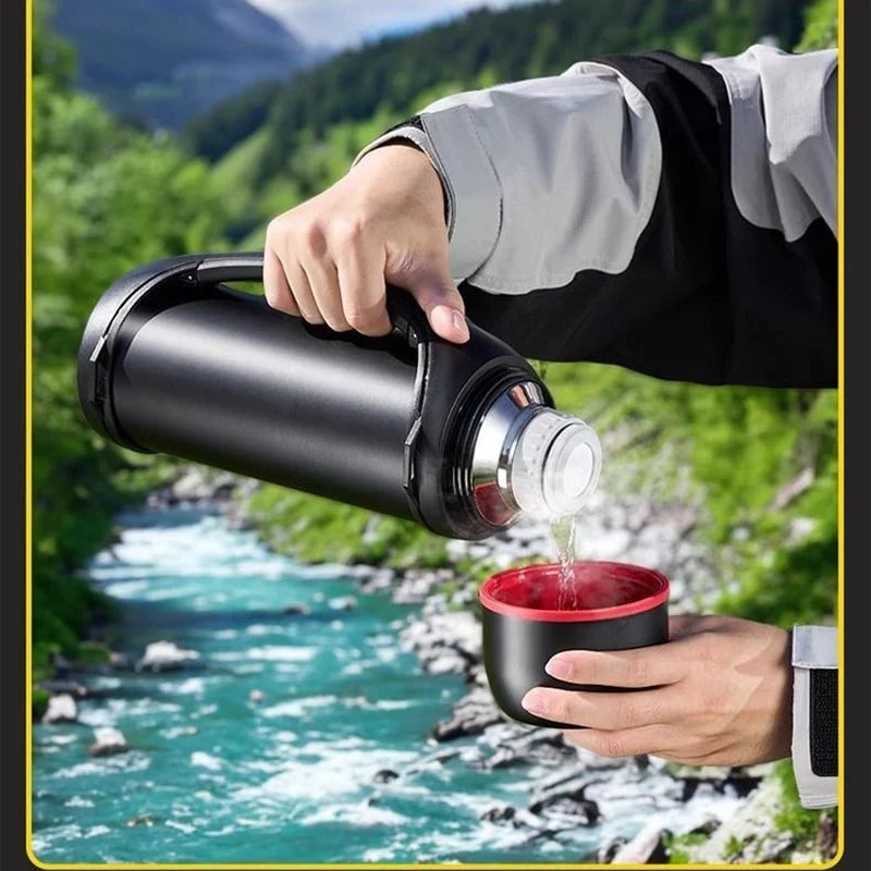 GIANXI1.2L Large Capacity Kettle Outdoor Camping Thermos Outdoor Travel Coffee Thermos Portable Vacuum Cup Cold Pot - Chic Cart