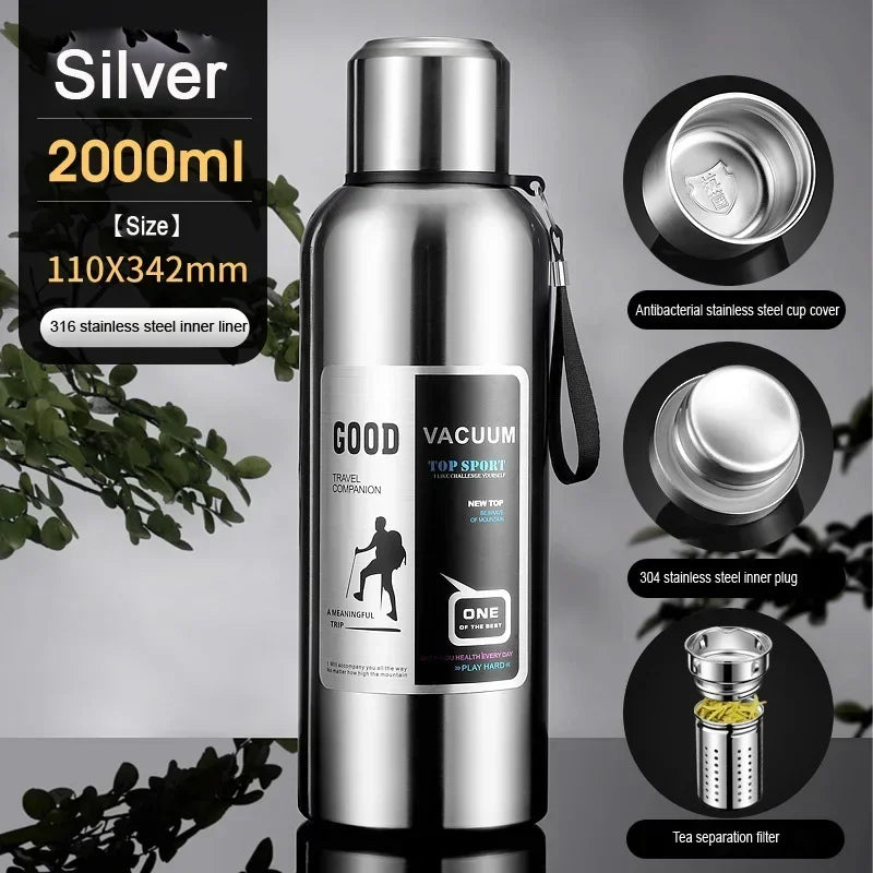 Large Capacity Cold Thermal Thermos Tumbler Stainless Steel Insulated Tea Coffee Water Bottle Insulation Flask Pot Travel Mug - Chic Cart