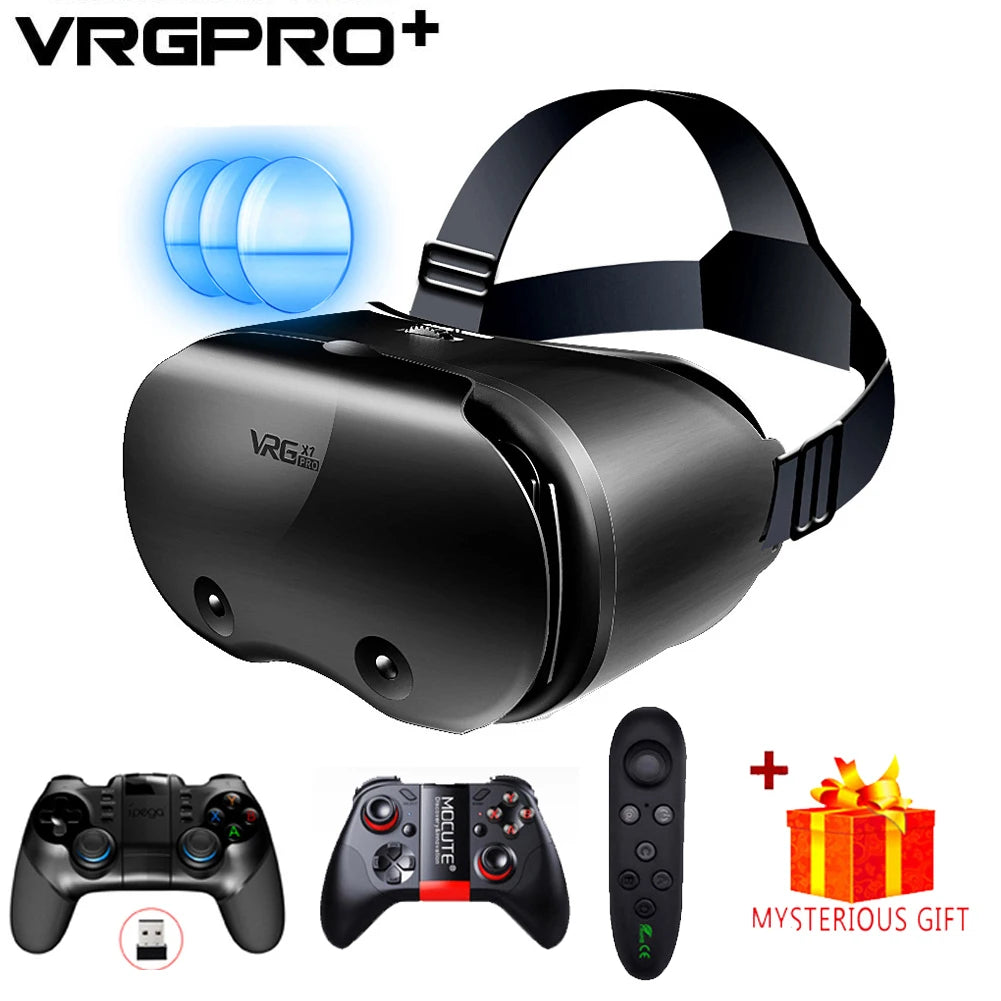 3D Virtual Reality VR Glasses For iPhone Android Smartphone Cell Mobile Phone Helmet Headset Wirth Real With Controller Lenses - Chic Cart