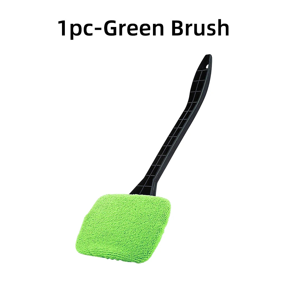 Car Window Cleaner Brush Kit Microfiber Windshield Cleaning Tool Auto Interior Glass Wash Wiper Long Handle Reusable Cloth Pad