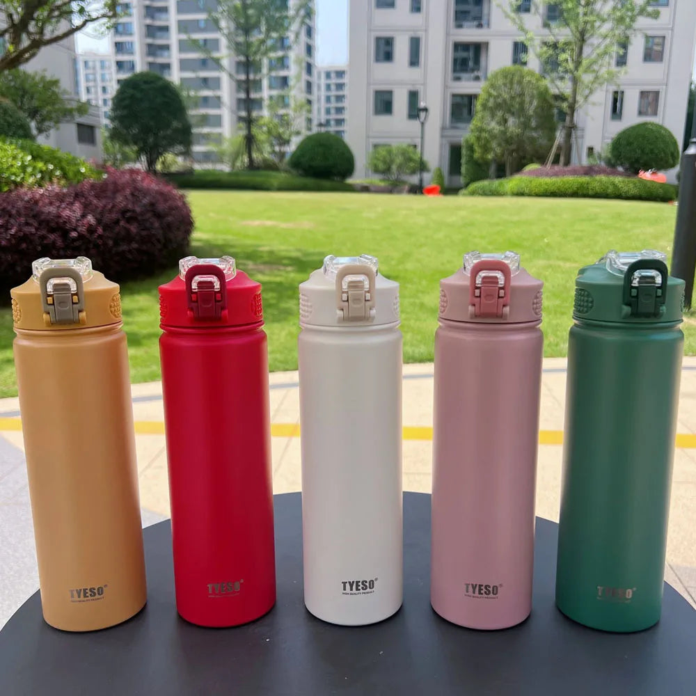 Thermos Bottle with Straw 750ml Stainless Steel Thermal Cup Car Insulated Flask Water Tumbler for Outdoor Sports - Chic Cart