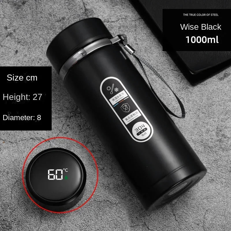 800ML-1L Stainless Steel Thermos Bottle with LED Temperature Display Tea Water Bottle Vacuum Flask Portable Cups Water Bottle - Chic Cart