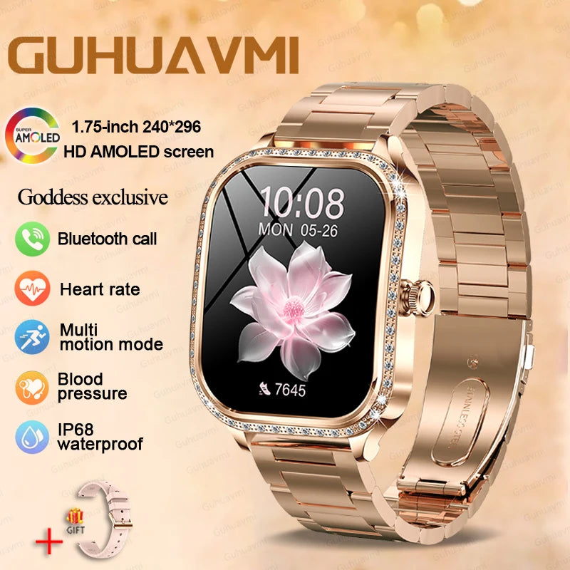 2025 New GPS Track Smart Watch Ladies 466*466 HD Screen Heart Rate Blood Pressure BT Call Smartwatch Women For Huawei Xiaomi IOS - Chic Cart