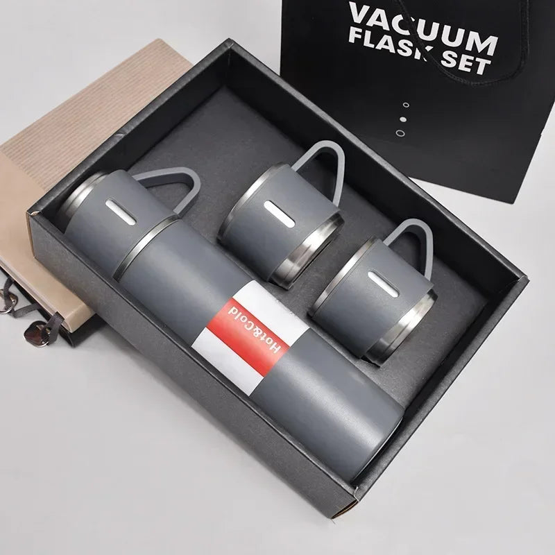 500ML 304 Stainless Steel Vacuum Insulated Bottle Gift Set Office Business Coffee Mug Stainless Steel Water Bottle with Straw - Chic Cart