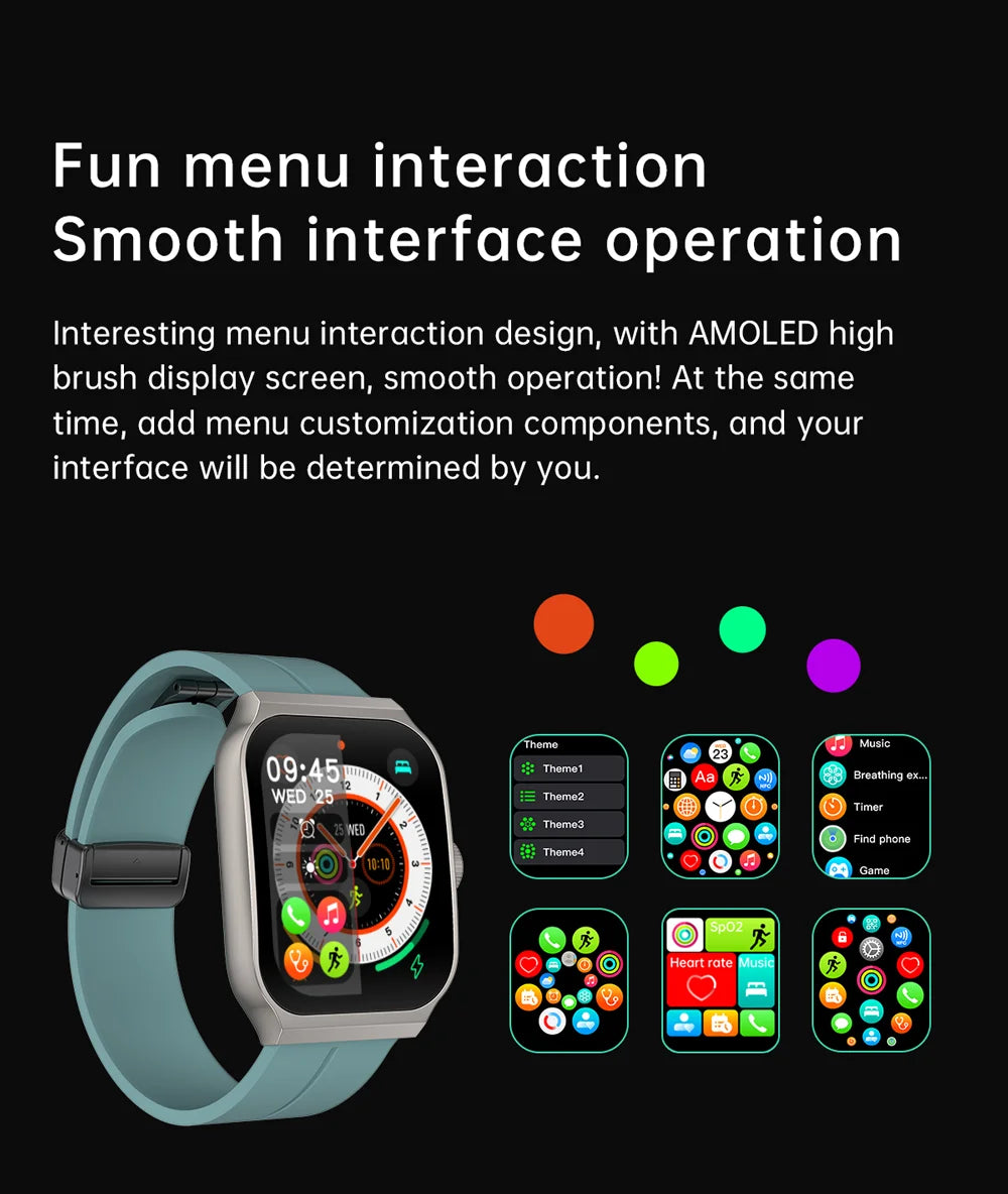 New AMOLED Smart Watch 1.96inch 3D Flexible Curved Screen Bluetooth Call Heart Rate NFC Waterproof Smartwatch For Android IOS - Chic Cart