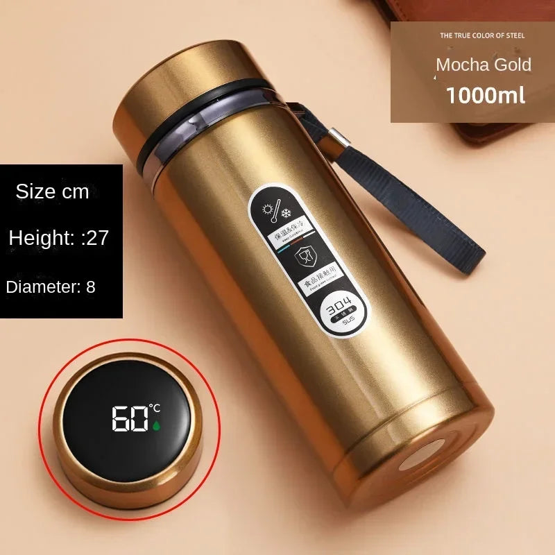 800ML-1L Stainless Steel Thermos Bottle with LED Temperature Display Tea Water Bottle Vacuum Flask Portable Cups Water Bottle - Chic Cart