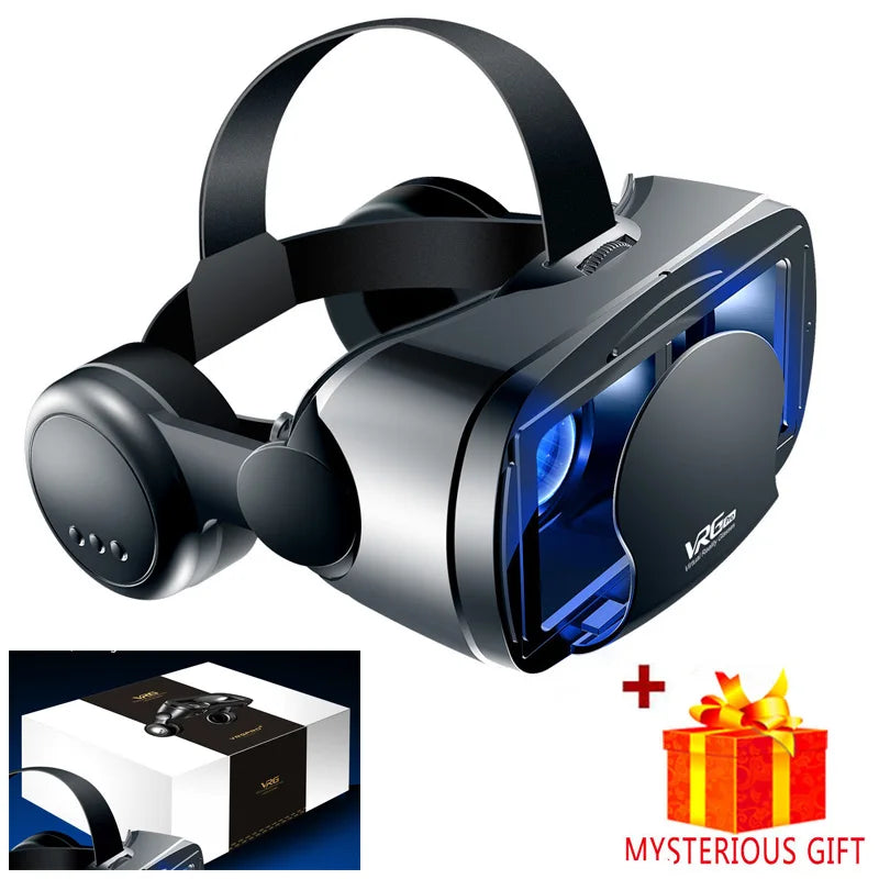 3D VR Headset Smart Virtual Reality Glasses 7 Inches Helmet for Smartphones Phone Android iPhone Lens with Controller Binoculars - Chic Cart