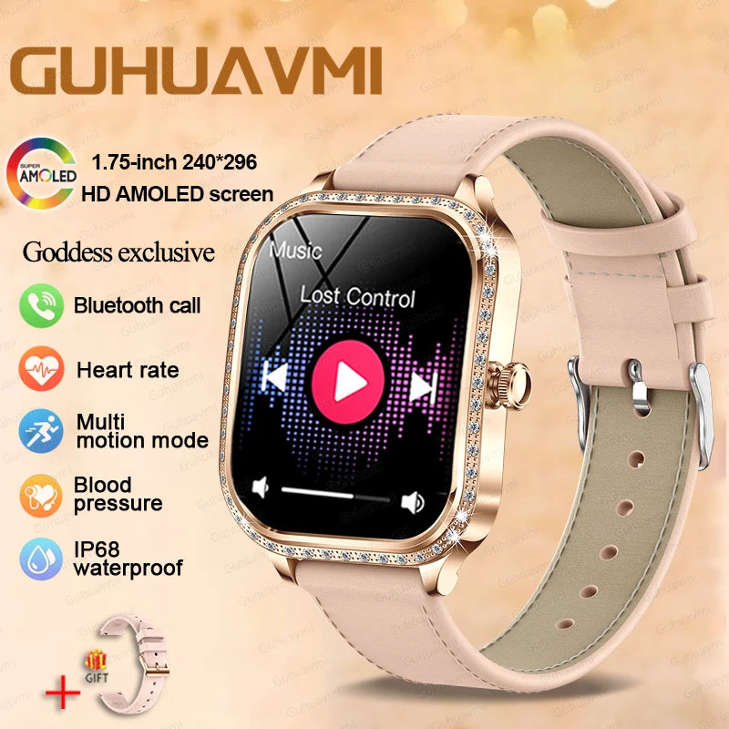 For Xiaomi Huawei New Women Smart Watch Heart Rate Blood Pressure Monitor Music Playback 100+ Sports Mode BT Calling SmartWatch - Chic Cart