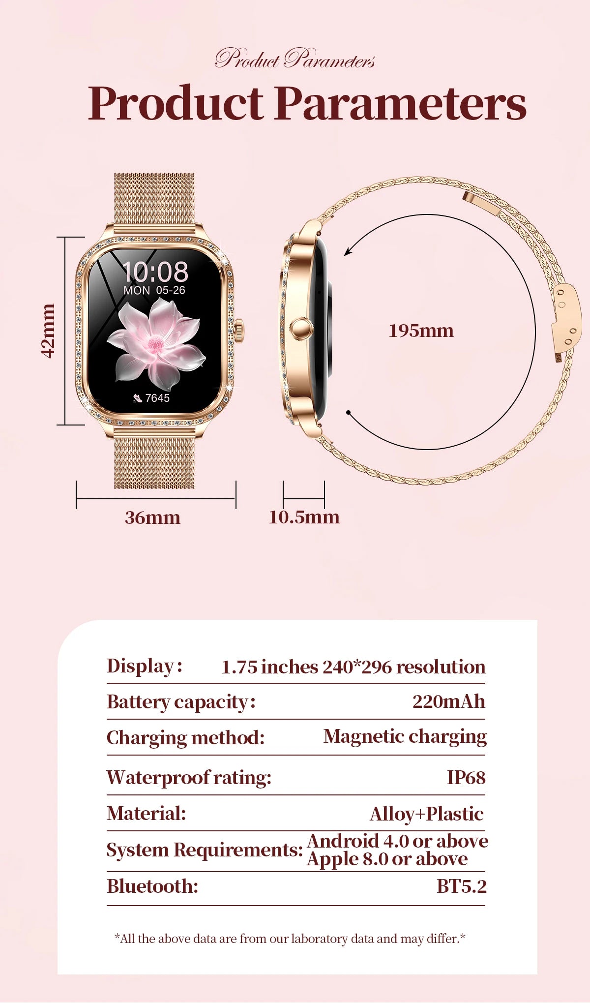 2025 New Women's Smart Watch Gold Steel Strip Inlaid Diamond 1.75-inch Curved Screen Bluetooth Call Health Monitoring Smartwatch - Chic Cart