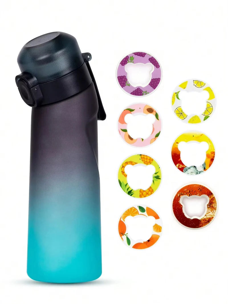 1pc 650ml Flavored Water Bottle with Random 1 Flavour Pods Air Water Bottle Frosted Black Air Camping Sport Fitness Cup - Chic Cart