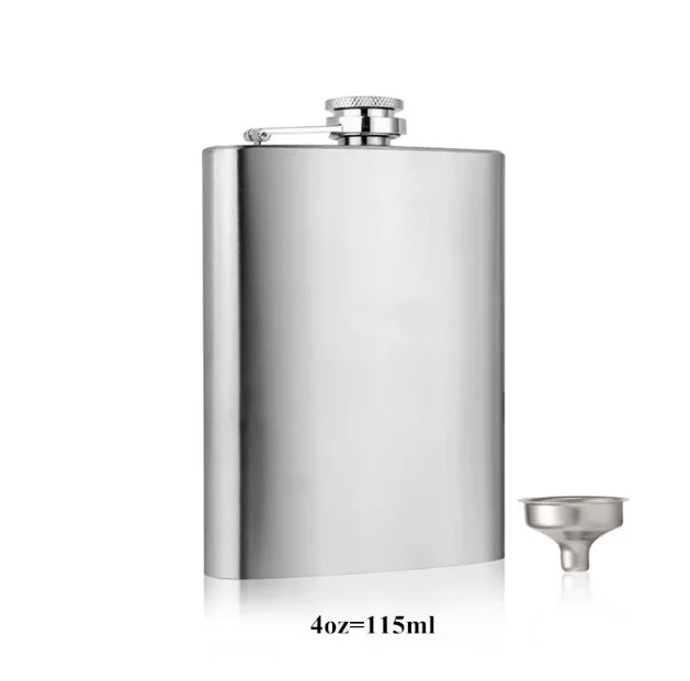 LMETJMA 10 oz Stainless Steel Hip Flask with Funnel Pocket Hip Flask Alcohol Whiskey Hip Flask Screw Cap KC0139 - Chic Cart