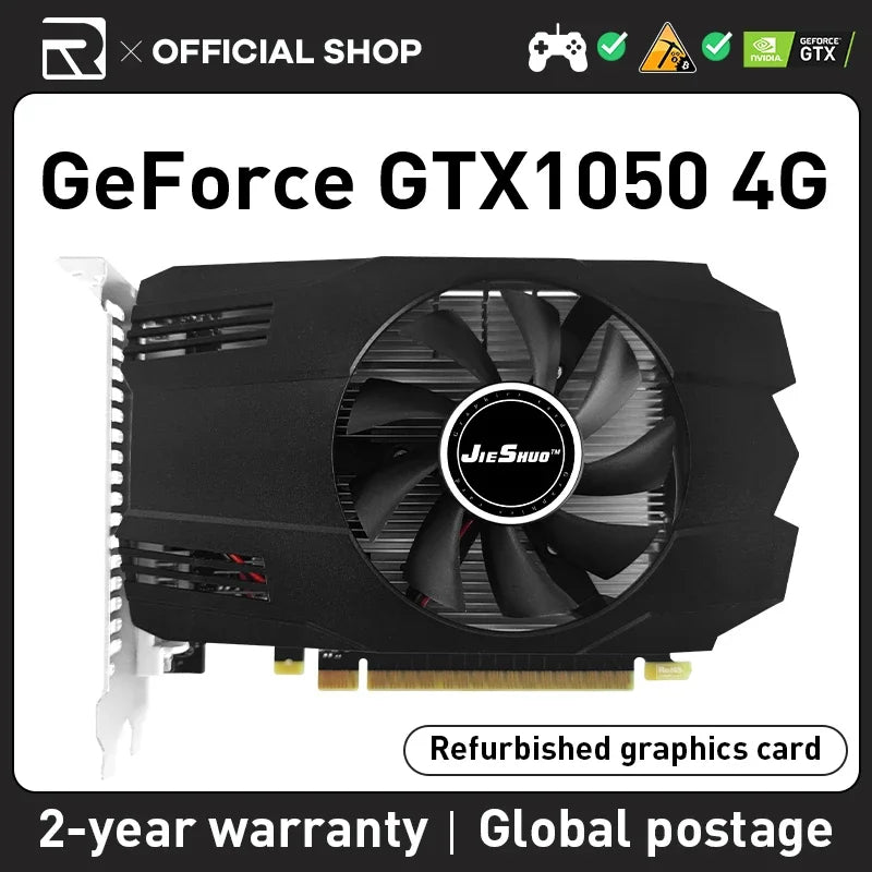 Jieshuo 100% new GT1050 4g DDR5 independent graphics card half-height card suitable for high-definition video office use - Chic Cart