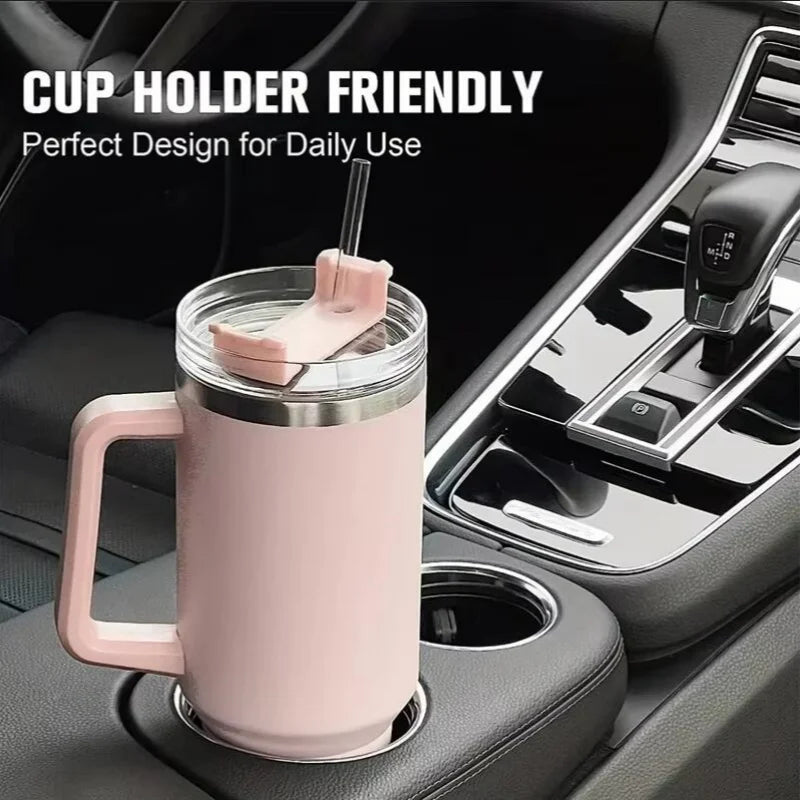 40oz 1200ML High Quality Insulated Tumbler with Handle Straw Double Wall Thermal Iced Travel Cup Coffee Cup Perfect Gift - Chic Cart