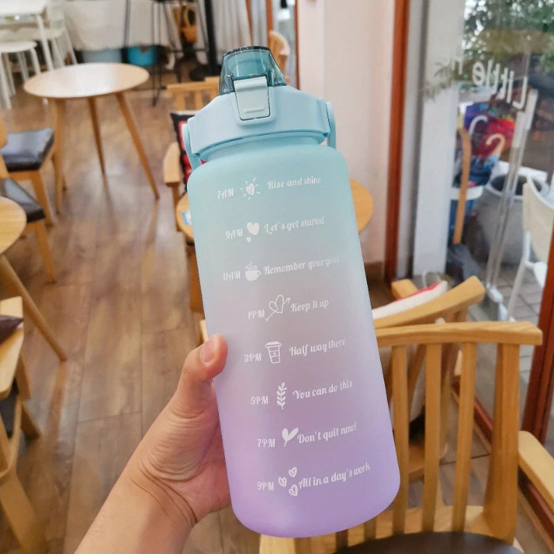 Water Bottle 2 Liter Stay Hydrated Motivated Leakproof Plastic Sport Bottle Reminder Times Sports Outdoor Fitness Office Indoor - Chic Cart