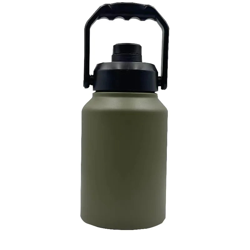 Large Capacity Sports Thermos Cup with Handle,Stainless Steel Vacuum Flasks,Wide Mouth Drinkware,Camping Gym Water Bottle,64OZ - Chic Cart