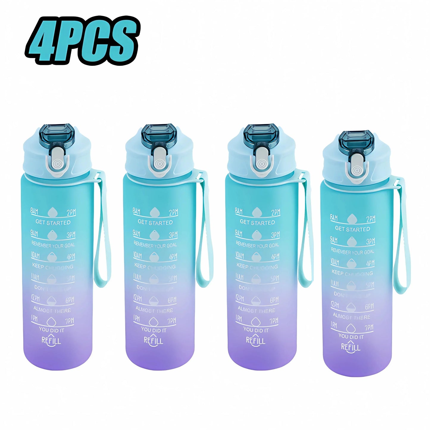 900ml Sports water Bottle High Temperature Resistant Graduated Straw Cup Rainbow Frosted Progressive Color Water Cup Plastic Cup - Chic Cart