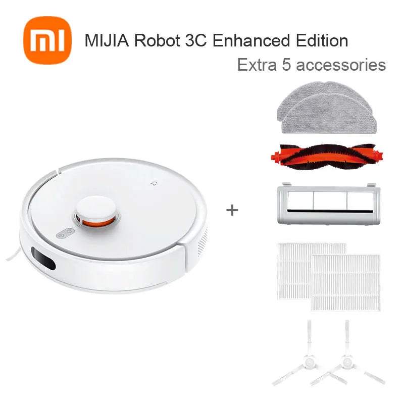 XIAOMI MIJIA Robot Vacuum Cleaners Mop 3C Plus Enhanced Edition Pro C103 5000PA Suction Sweeping Washing Mop APP Smart Planned - Chic Cart