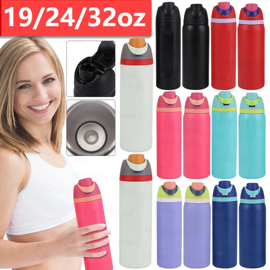 19/24/32oz Insulated Tumbler with Straw Double Layer Vacuum Insulated Cup 304 Stainless Steel Sports Water Bottle Water Bottle - Chic Cart