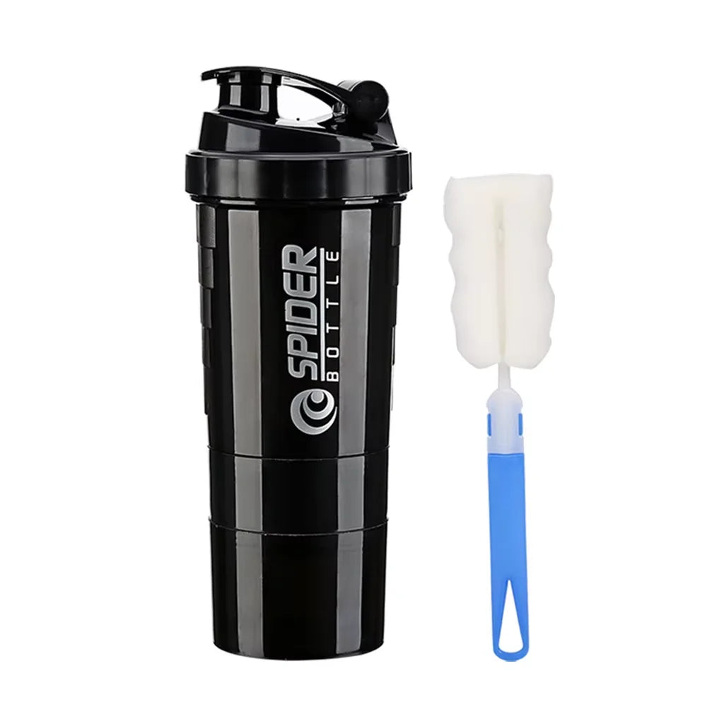 3 Layers Shaker Protein Bottle Powder Shake Cup Water Bottle Plastic Mixing Cup Body Building Exercise Bottle - Chic Cart