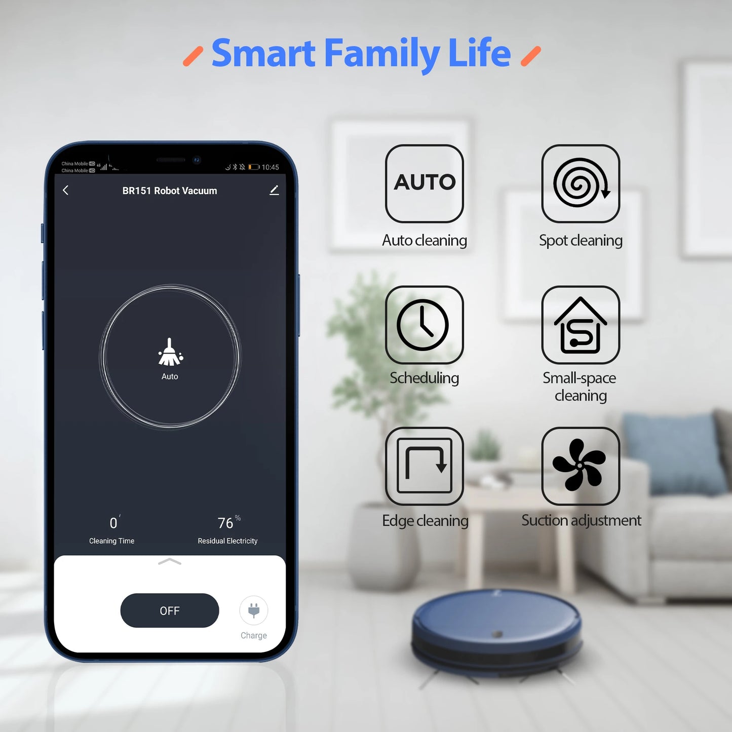 GOOVI BR151 Robot Vacuum Cleaner 6000Pa Strong Suction 2500mAh Battery 3in1 Mopping Sweeping Suction Smart Home Support Wifi - Chic Cart