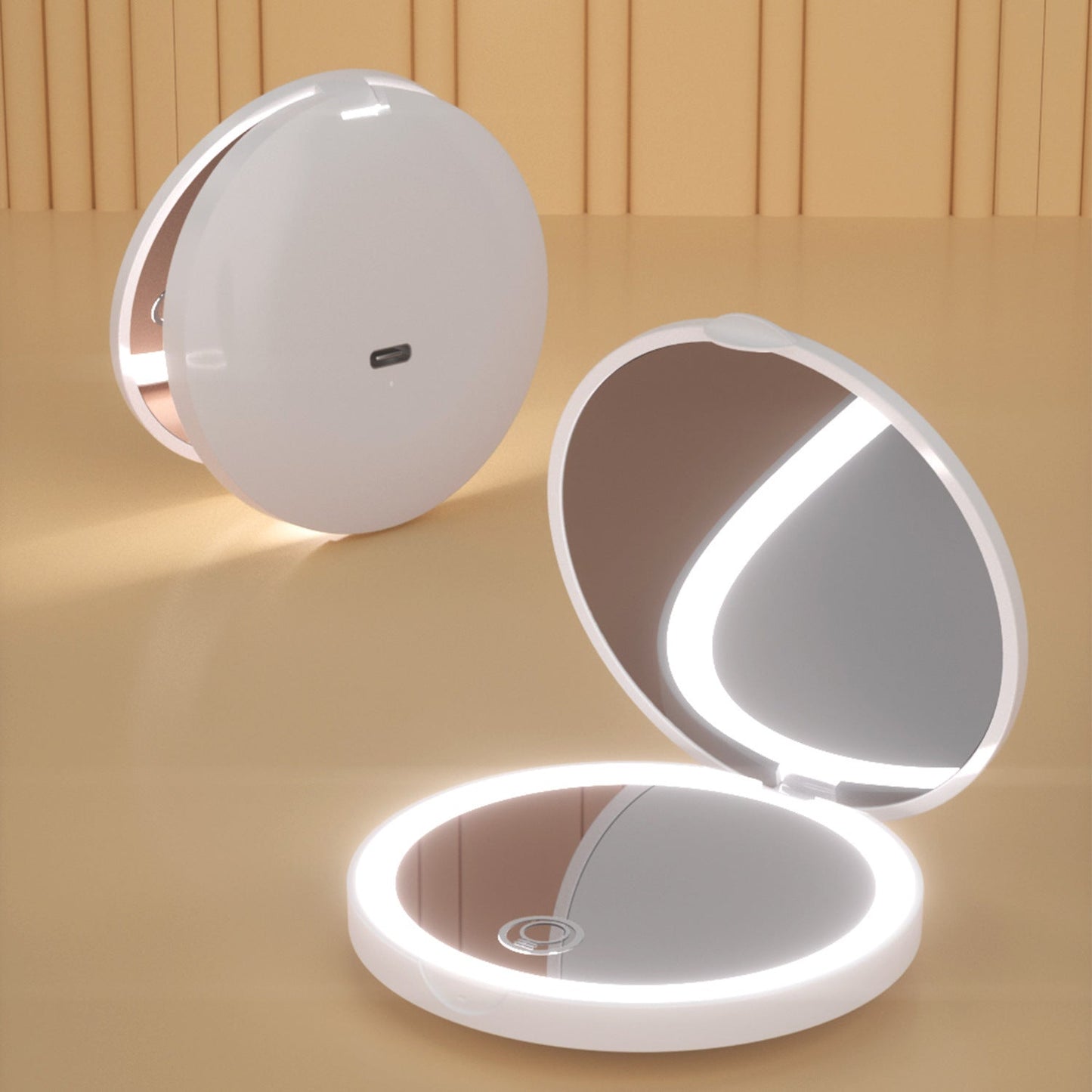 Portable Folding Led Luminous With 2X Amplification Rechargeable Portable Led Make-up Mirror